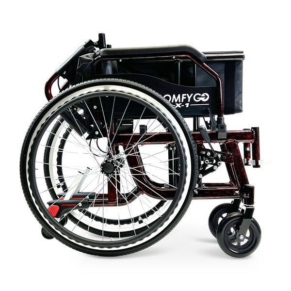 X-1 Manual Lightweight Wheelchair (17.5″ Wide Seat) - Black, Standard