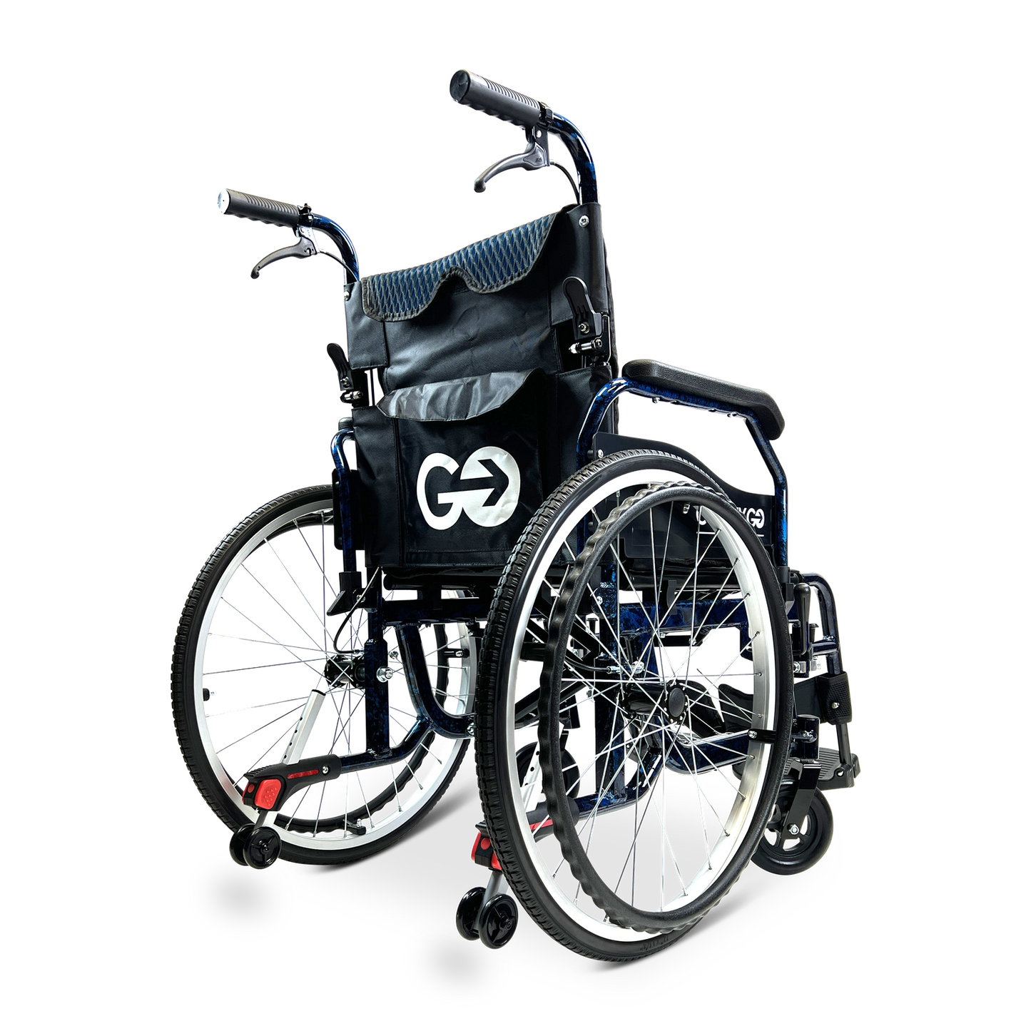 X-1 Manual Lightweight Wheelchair (17.5″ Wide Seat) - Black, Standard