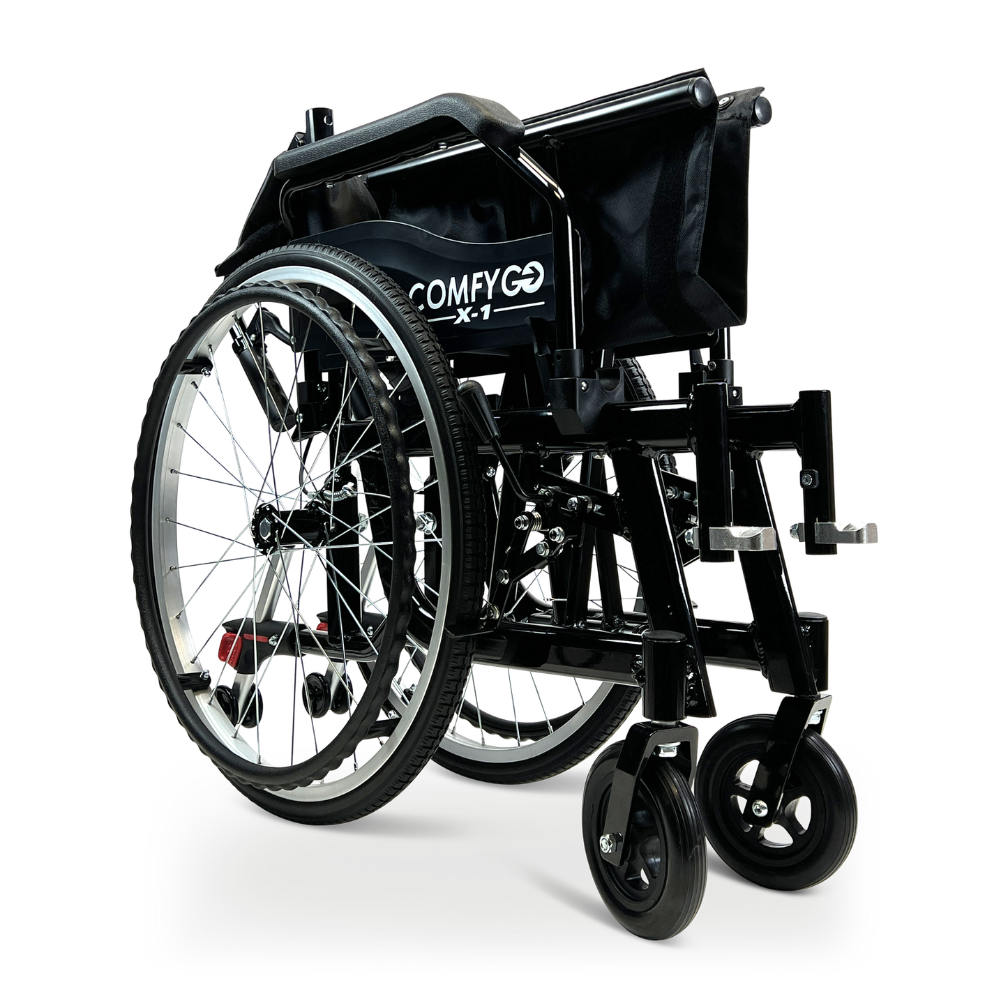 X-1 Manual Lightweight Wheelchair (17.5″ Wide Seat) - Black, Standard